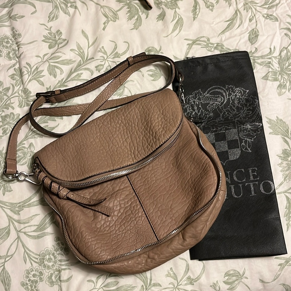 Vince Camuto Lamb Leather Crossbody Bag in color cashmere
